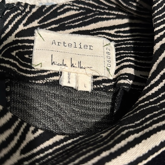 Nicole Miller atelier block animal print flirty, long sleeve dress large - Picture 4 of 6